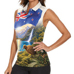 New Zealand Flag Women Sleeveless Polo Shirt Scenic Nature