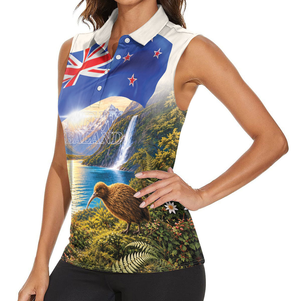 New Zealand Flag Women Sleeveless Polo Shirt Scenic Nature