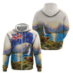 New Zealand Flag Zip Hoodie Scenic Nature