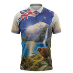 New Zealand Flag Zipper Polo Shirt Scenic Nature