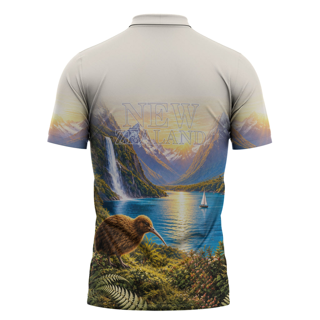 New Zealand Flag Zipper Polo Shirt Scenic Nature