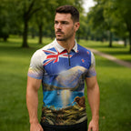 New Zealand Flag Zipper Polo Shirt Scenic Nature