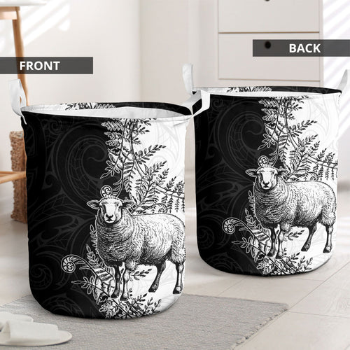 New Zealand Aotearoa Hipi Laundry Basket Maori Pattern