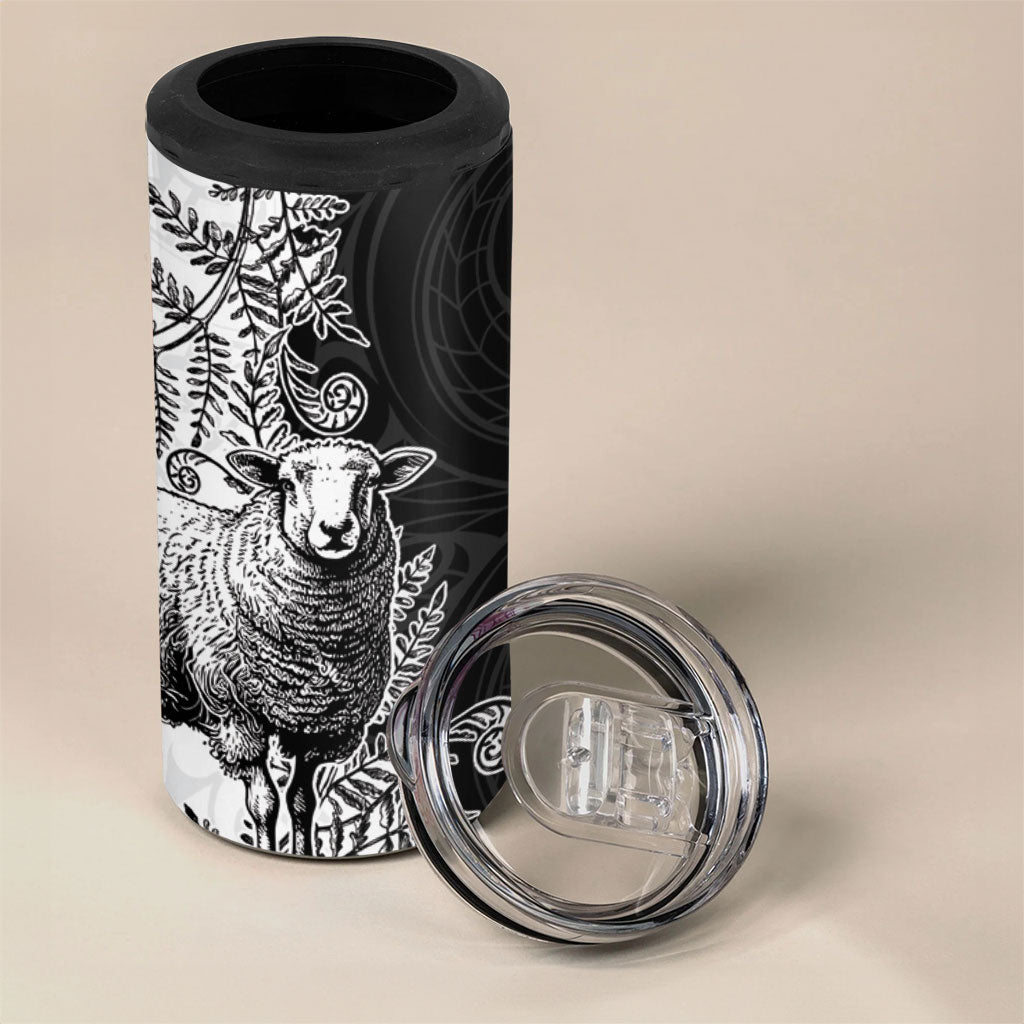 New Zealand Aotearoa Hipi 4 in 1 Can Cooler Tumbler Maori Pattern