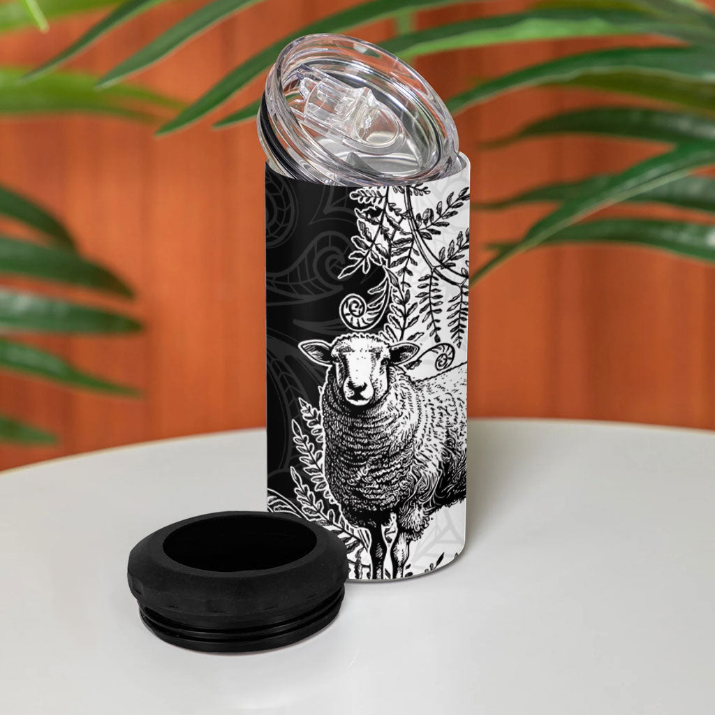 New Zealand Aotearoa Hipi 4 in 1 Can Cooler Tumbler Maori Pattern