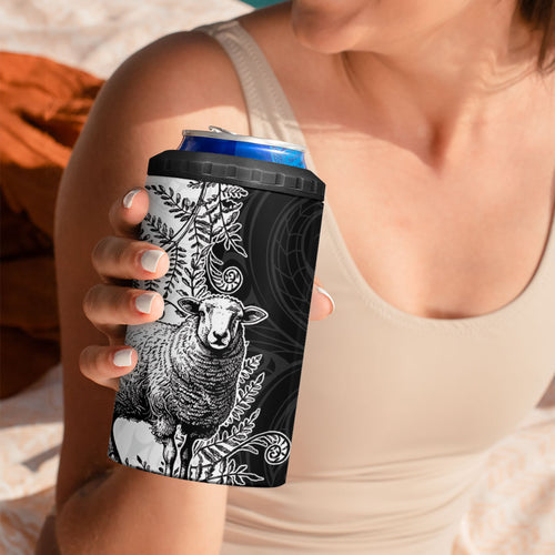 New Zealand Aotearoa Hipi 4 in 1 Can Cooler Tumbler Maori Pattern