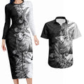 New Zealand Aotearoa Hipi Couples Matching Long Sleeve Bodycon Dress and Hawaiian Shirt Maori Pattern