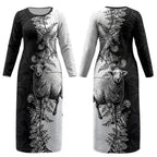 New Zealand Aotearoa Hipi Couples Matching Long Sleeve Bodycon Dress and Hawaiian Shirt Maori Pattern