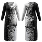 New Zealand Aotearoa Hipi Couples Matching Long Sleeve Bodycon Dress and Long Sleeve Button Shirt Maori Pattern