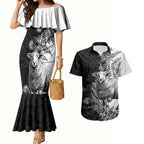 New Zealand Aotearoa Hipi Couples Matching Mermaid Dress and Hawaiian Shirt Maori Pattern