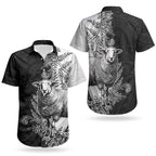 New Zealand Aotearoa Hipi Couples Matching Off Shoulder Maxi Dress and Hawaiian Shirt Maori Pattern