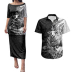 New Zealand Aotearoa Hipi Couples Matching Puletasi and Hawaiian Shirt Maori Pattern