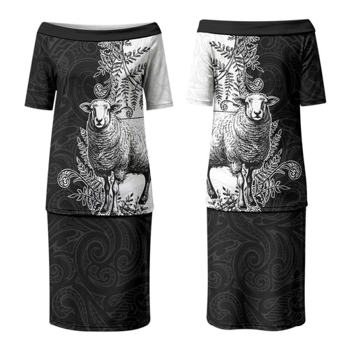 New Zealand Aotearoa Hipi Couples Matching Puletasi and Hawaiian Shirt Maori Pattern