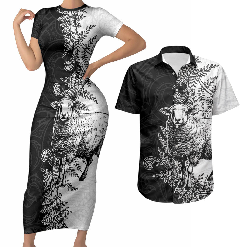 New Zealand Aotearoa Hipi Couples Matching Short Sleeve Bodycon Dress and Hawaiian Shirt Maori Pattern