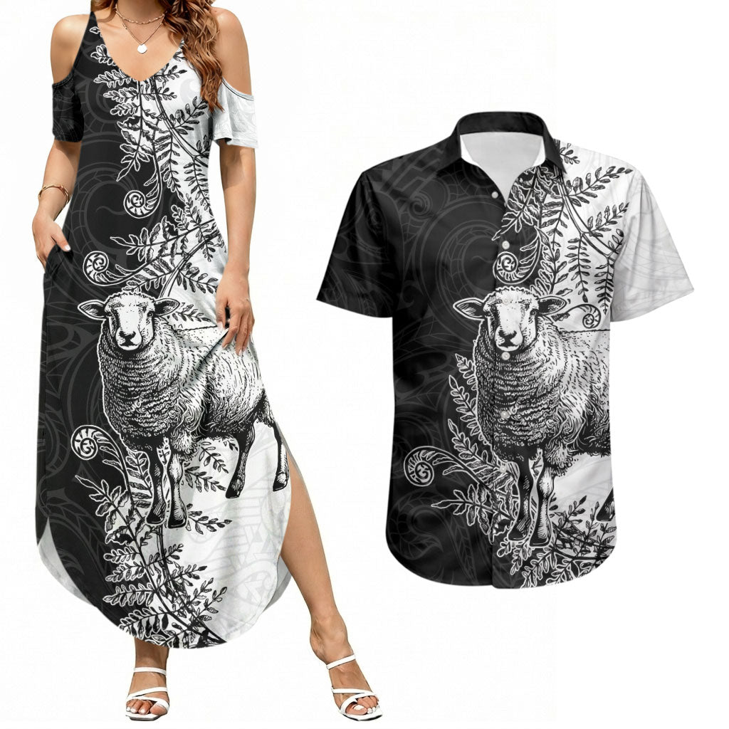New Zealand Aotearoa Hipi Couples Matching Summer Maxi Dress and Hawaiian Shirt Maori Pattern