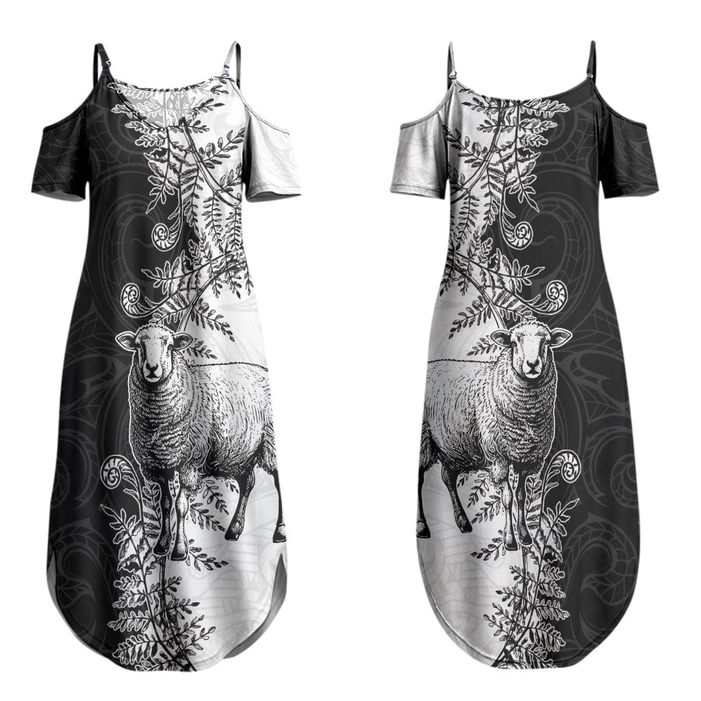 New Zealand Aotearoa Hipi Couples Matching Summer Maxi Dress and Long Sleeve Button Shirt Maori Pattern