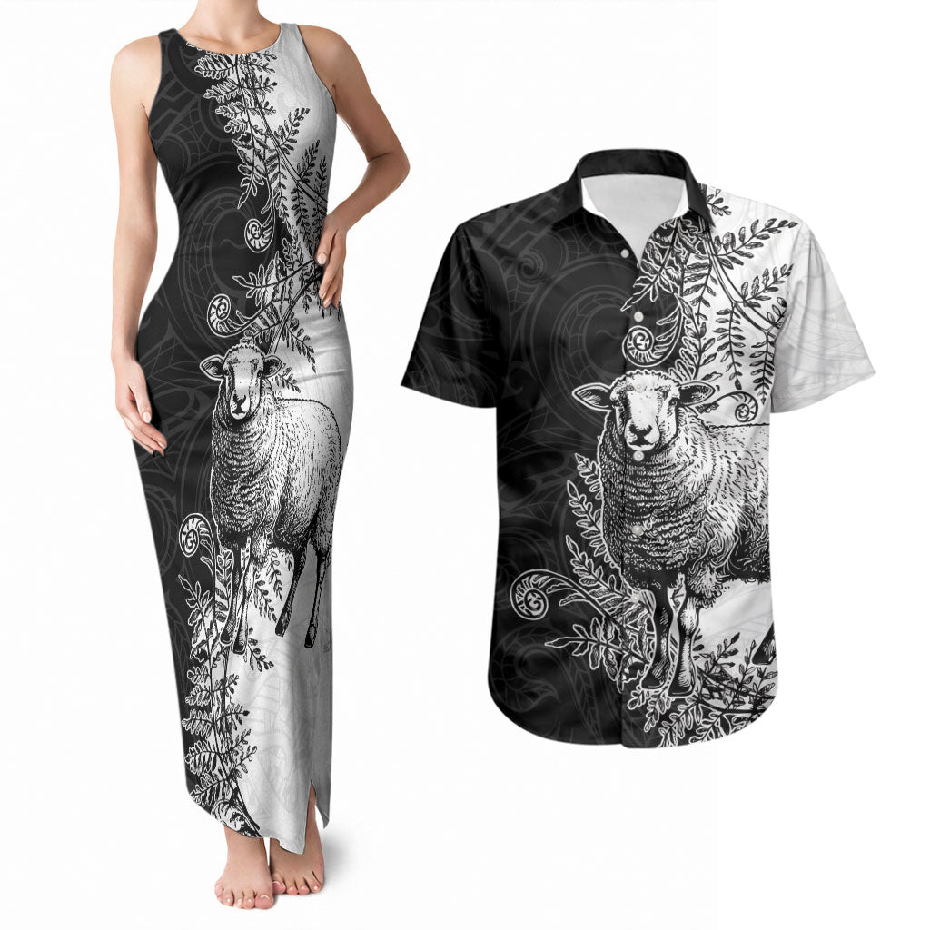 New Zealand Aotearoa Hipi Couples Matching Tank Maxi Dress and Hawaiian Shirt Maori Pattern