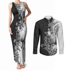 New Zealand Aotearoa Hipi Couples Matching Tank Maxi Dress and Long Sleeve Button Shirt Maori Pattern