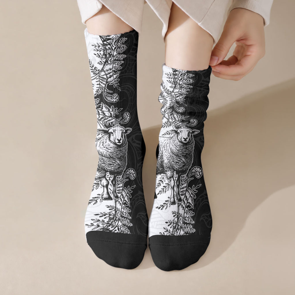 New Zealand Aotearoa Hipi Crew Socks Maori Pattern