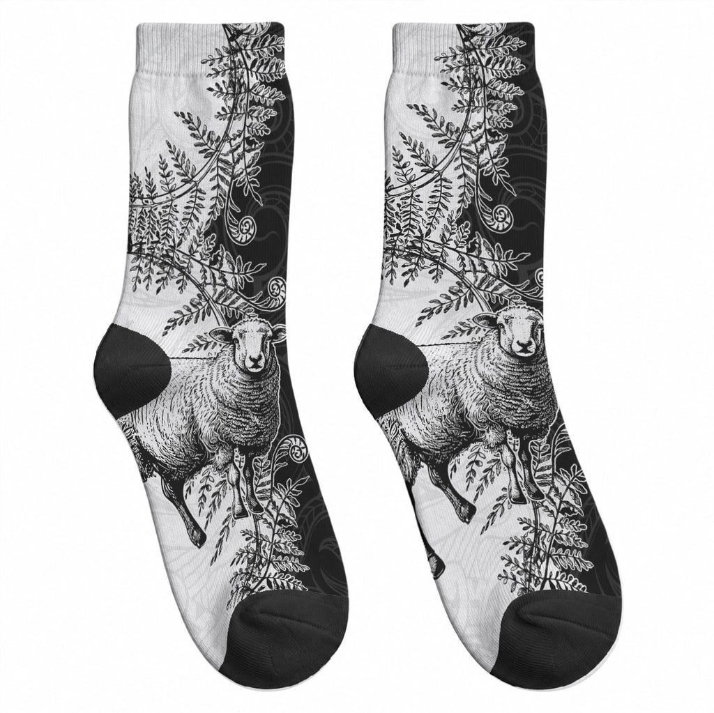 New Zealand Aotearoa Hipi Crew Socks Maori Pattern