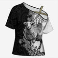 New Zealand Aotearoa Hipi Cross Shoulder Shirt Maori Pattern