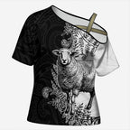 New Zealand Aotearoa Hipi Cross Shoulder Shirt Maori Pattern
