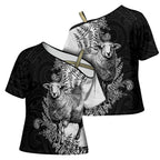 New Zealand Aotearoa Hipi Cross Shoulder Shirt Maori Pattern
