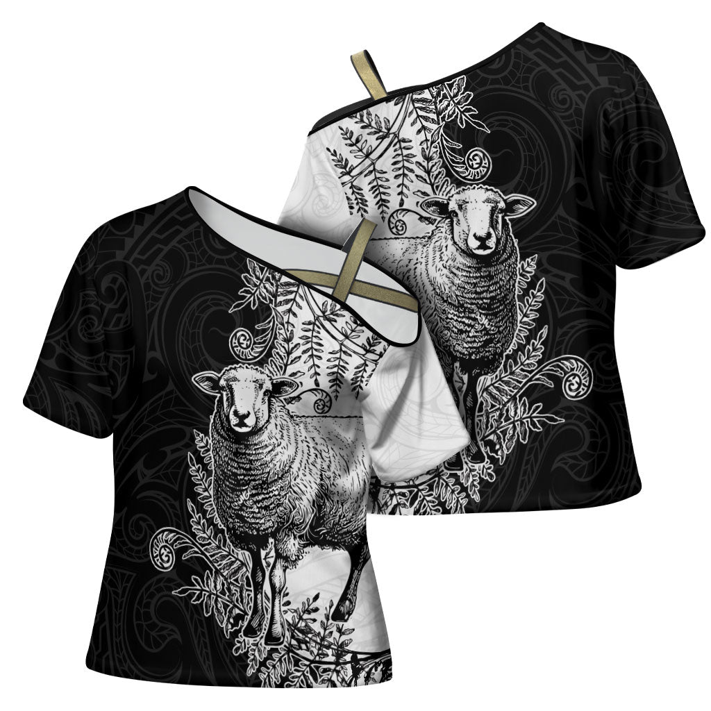 New Zealand Aotearoa Hipi Cross Shoulder Shirt Maori Pattern