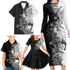 New Zealand Aotearoa Hipi Family Matching Long Sleeve Bodycon Dress and Hawaiian Shirt Maori Pattern