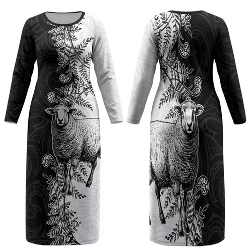 New Zealand Aotearoa Hipi Family Matching Long Sleeve Bodycon Dress and Hawaiian Shirt Maori Pattern