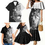 New Zealand Aotearoa Hipi Family Matching Mermaid Dress and Hawaiian Shirt Maori Pattern