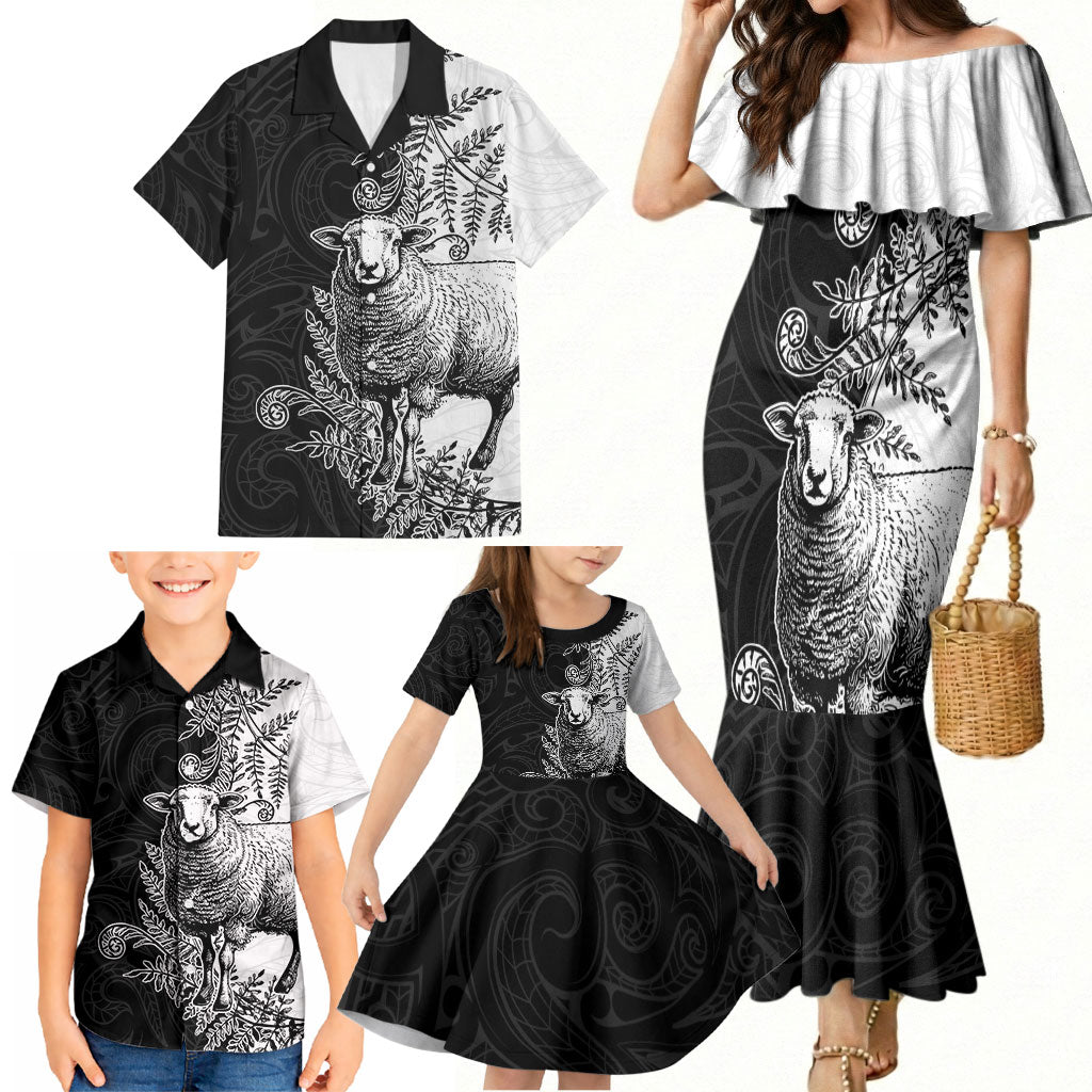 New Zealand Aotearoa Hipi Family Matching Mermaid Dress and Hawaiian Shirt Maori Pattern