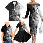 New Zealand Aotearoa Hipi Family Matching Off The Shoulder Long Sleeve Dress and Hawaiian Shirt Maori Pattern