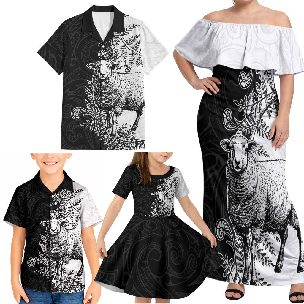 New Zealand Aotearoa Hipi Family Matching Off Shoulder Maxi Dress and Hawaiian Shirt Maori Pattern