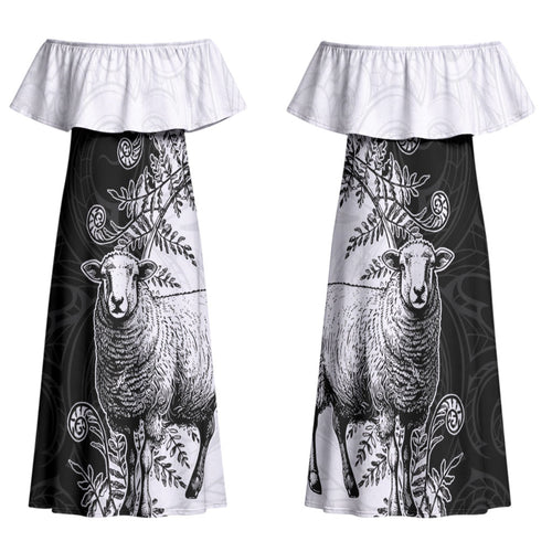 New Zealand Aotearoa Hipi Family Matching Off Shoulder Maxi Dress and Hawaiian Shirt Maori Pattern