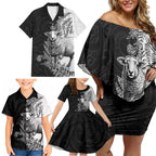 New Zealand Aotearoa Hipi Family Matching Off Shoulder Short Dress and Hawaiian Shirt Maori Pattern