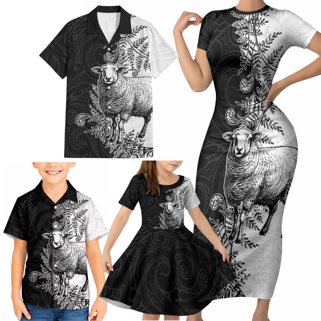 New Zealand Aotearoa Hipi Family Matching Short Sleeve Bodycon Dress and Hawaiian Shirt Maori Pattern