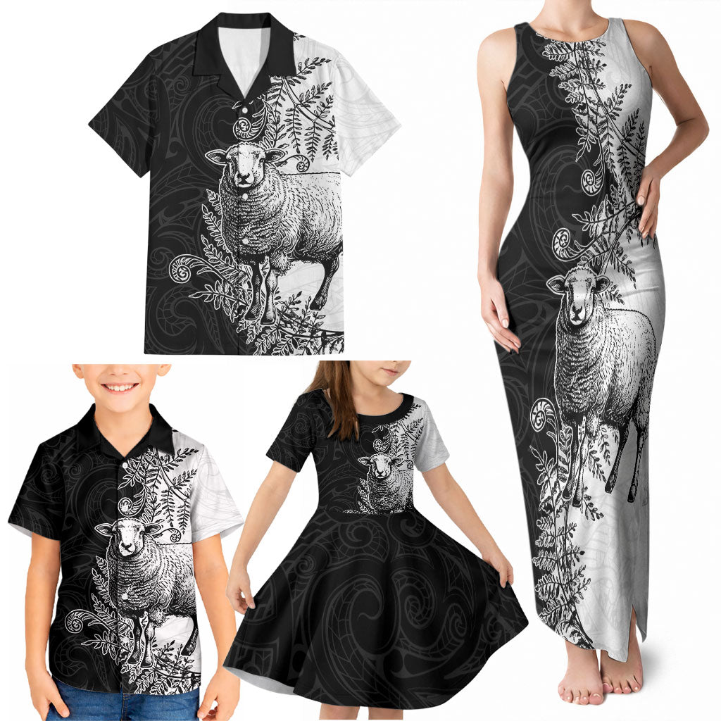 New Zealand Aotearoa Hipi Family Matching Tank Maxi Dress and Hawaiian Shirt Maori Pattern