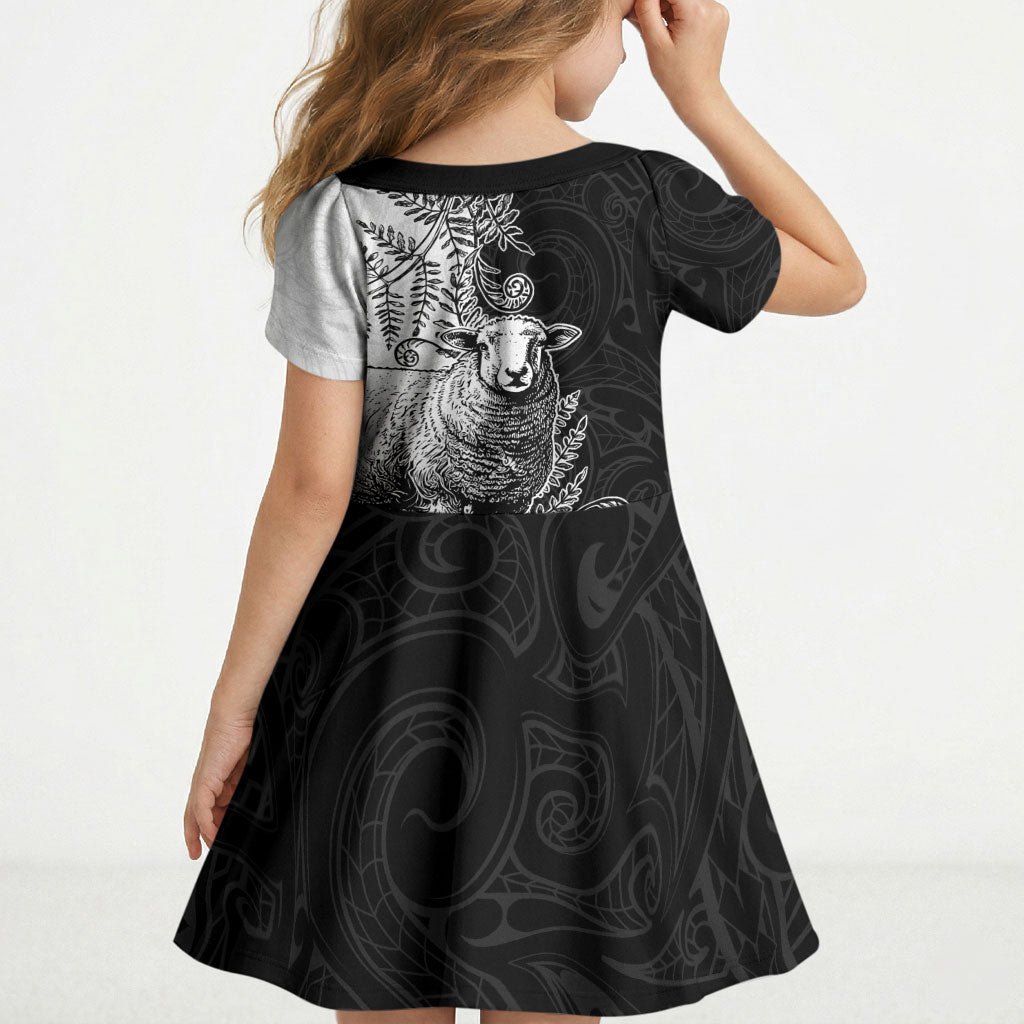 New Zealand Aotearoa Hipi Kid Short Sleeve Dress Maori Pattern