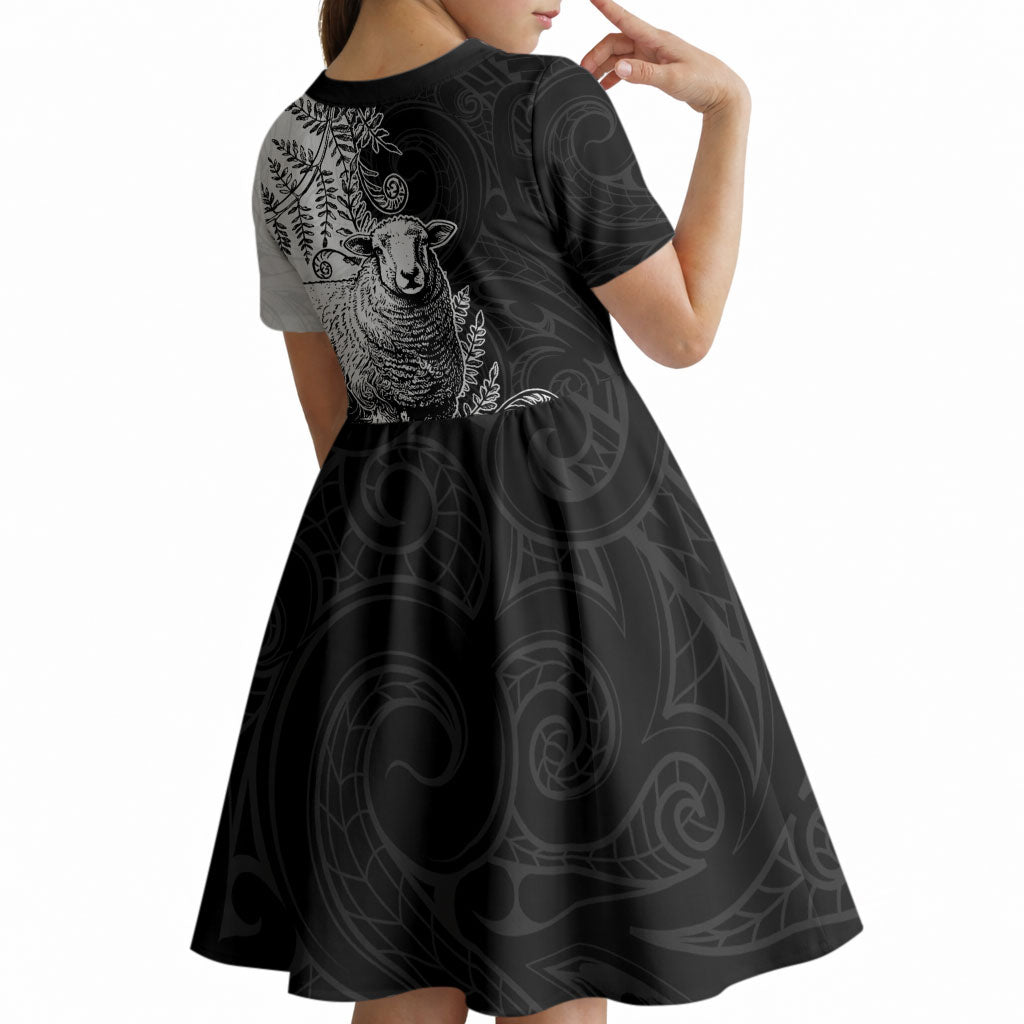 New Zealand Aotearoa Hipi Kid Short Sleeve Dress Maori Pattern