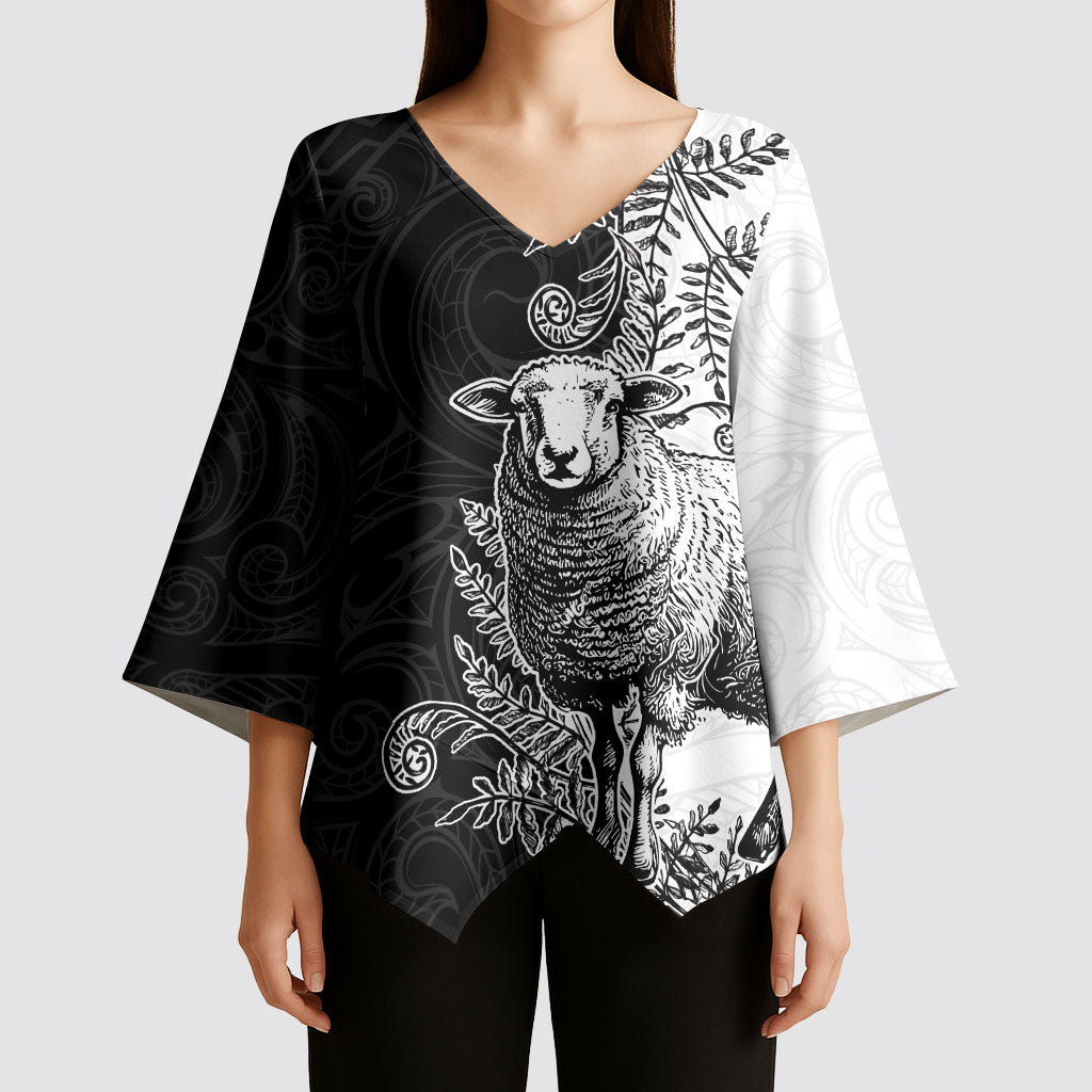 New Zealand Aotearoa Hipi Kimono Sleeve Blouse Maori Pattern