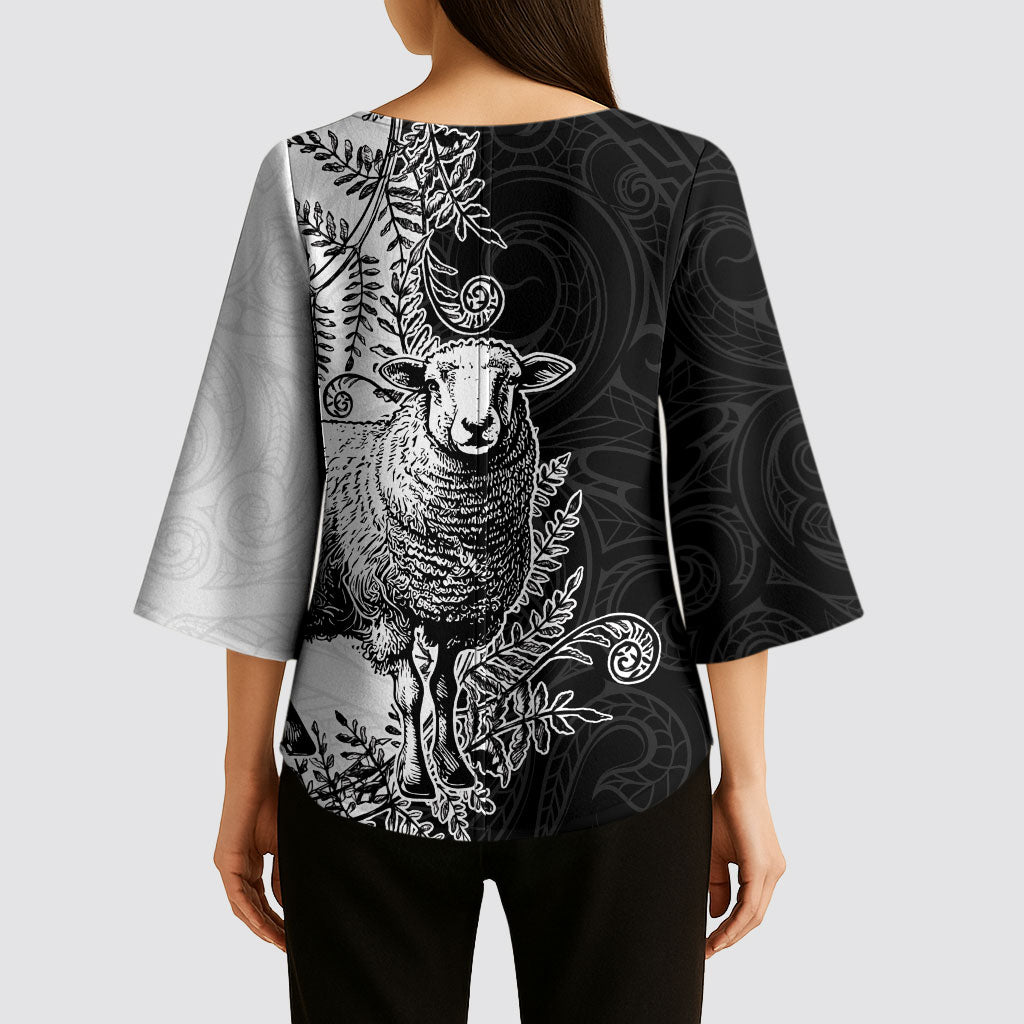 New Zealand Aotearoa Hipi Kimono Sleeve Blouse Maori Pattern