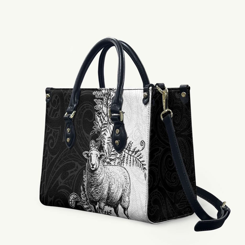New Zealand Aotearoa Hipi Leather Bag Maori Pattern