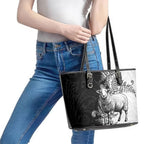 New Zealand Aotearoa Hipi Leather Tote Bag Maori Pattern