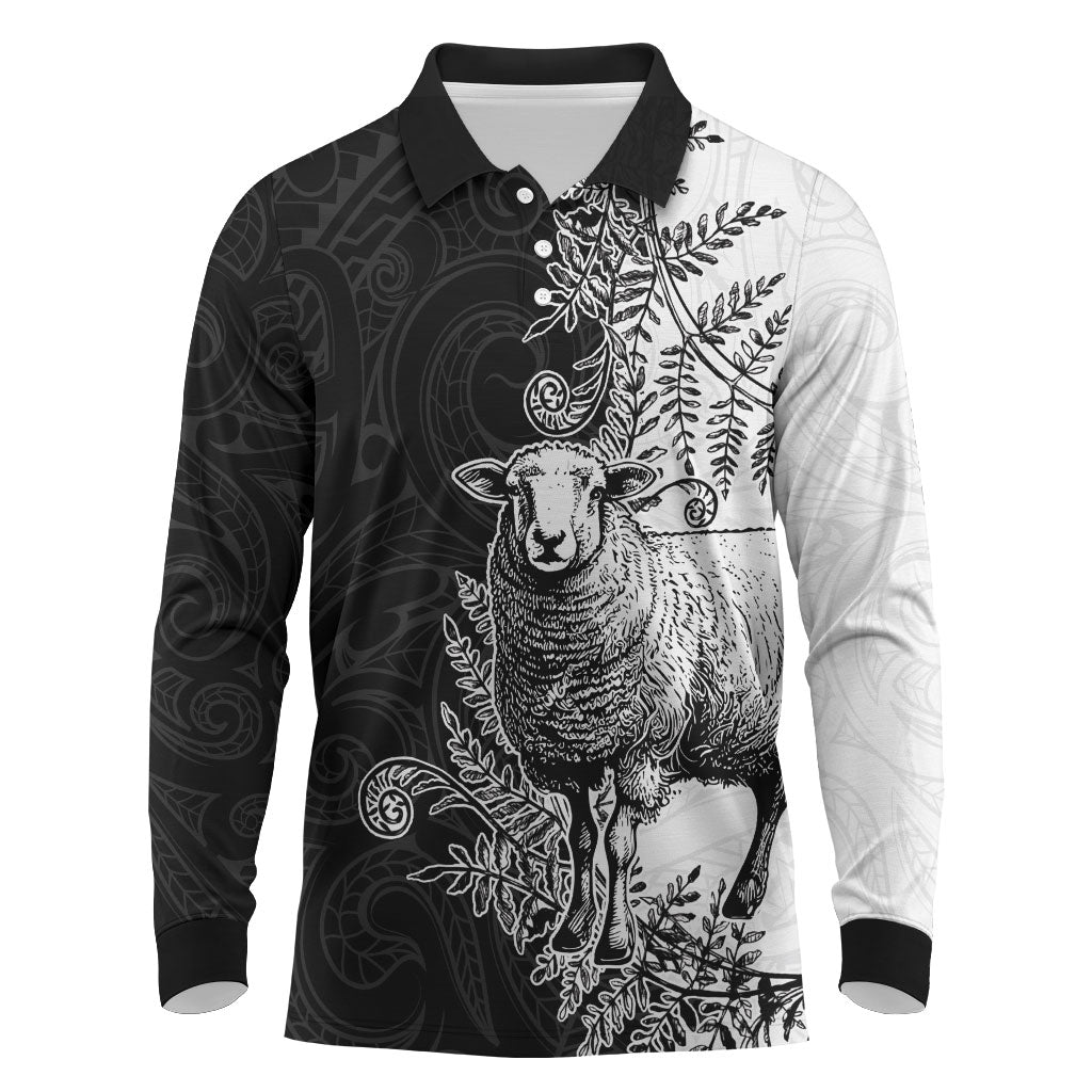 New Zealand Aotearoa Hipi Long Sleeve Polo Shirt Maori Pattern