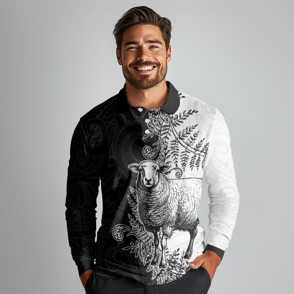 New Zealand Aotearoa Hipi Long Sleeve Polo Shirt Maori Pattern