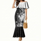 New Zealand Aotearoa Hipi Mermaid Dress Maori Pattern