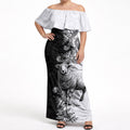 New Zealand Aotearoa Hipi Off Shoulder Maxi Dress Maori Pattern