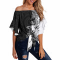 New Zealand Aotearoa Hipi Off Shoulder Wrap Waist Top Maori Pattern