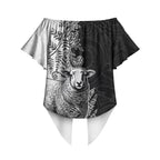 New Zealand Aotearoa Hipi Off Shoulder Wrap Waist Top Maori Pattern